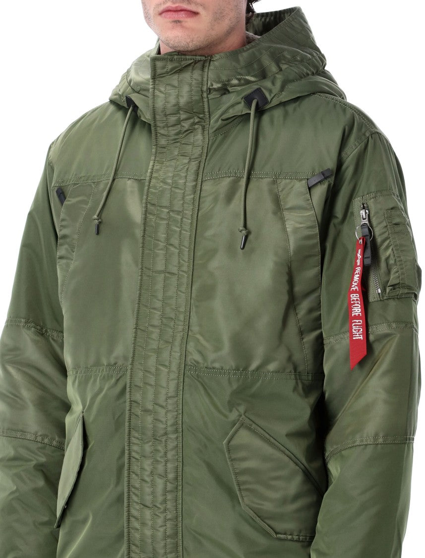 Alpha Industries Classic Hooded Parka With Front Zipper Closure