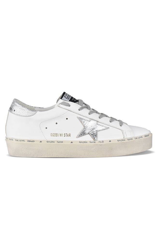 Golden Goose White Leather Hi Star Sneakers