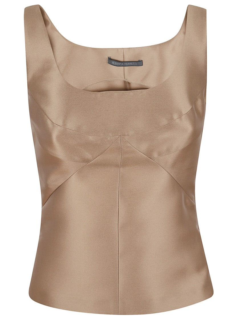 Alberta Ferretti Silk Mikado Sleeveless Top With Side Zip Closure