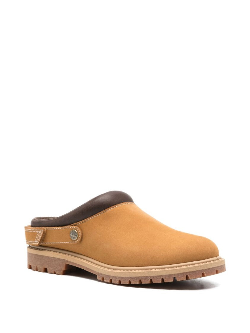 Timberland Slip-On Brown Leather Flat Shoes With Rugged Lug Sole