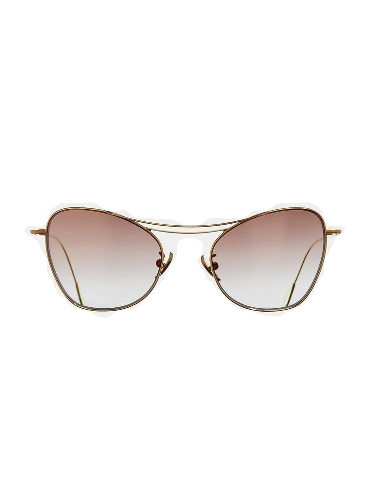 Cutler And Gross Cat-Eye Metallic Optical Frames With Double Bridge Design
