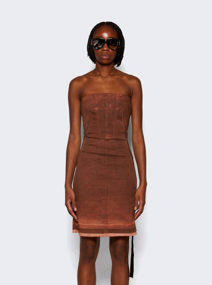 Drkshdw By Rick Owens Splintered Stretch Denim Bustier Dress