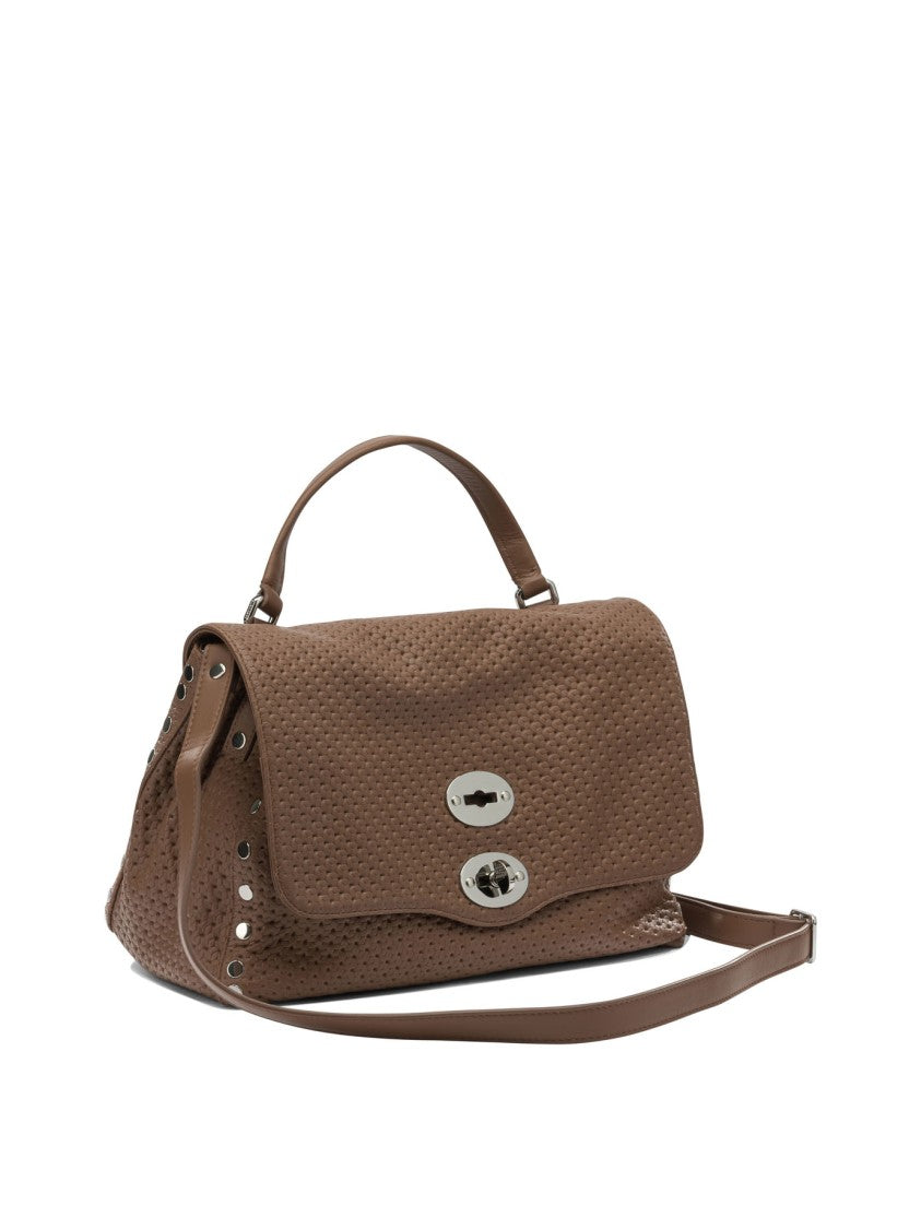 Zanellato Structured Perforated Leather Handbag With Silver-Tone Details