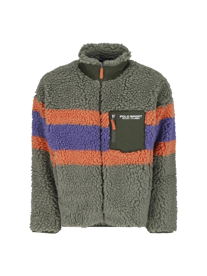 Polo Ralph Lauren Multicolor Teddy-Textured Zip Jacket With Long Sleeves