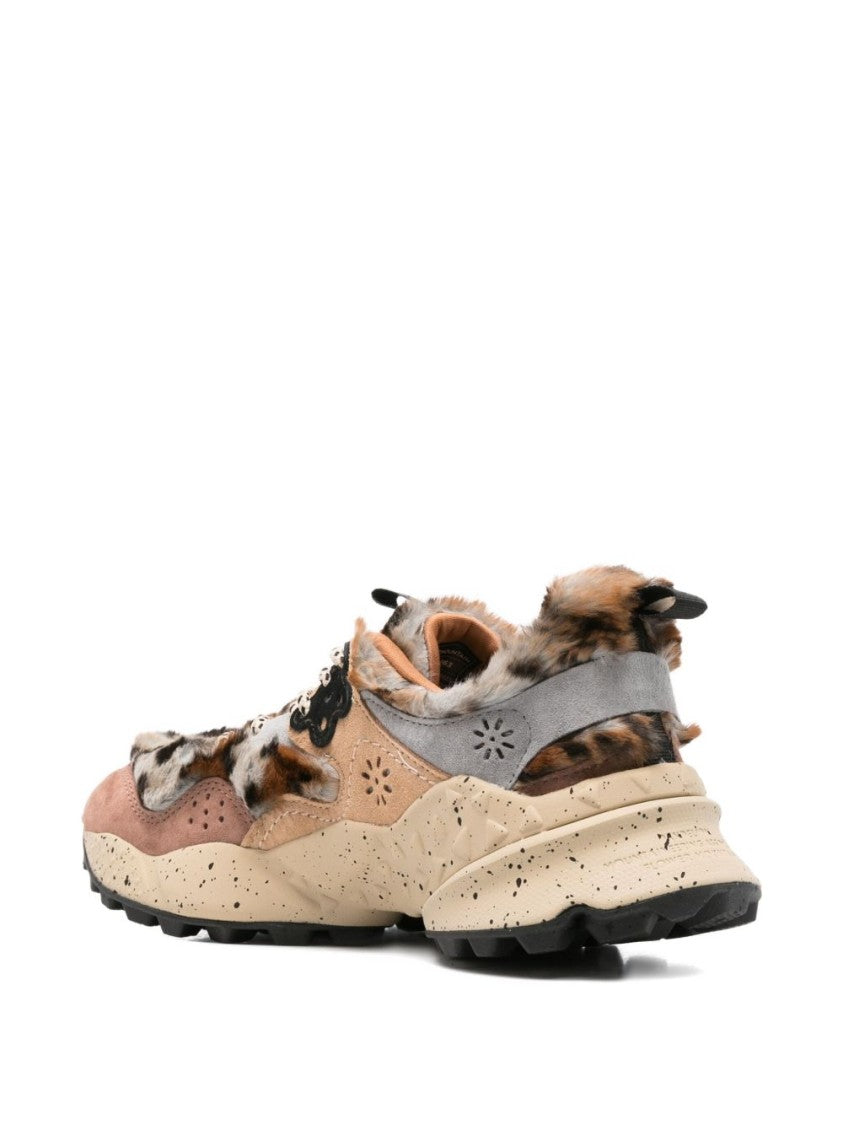 Flower Mountain Leopard Print Calfskin Sneakers With Sole