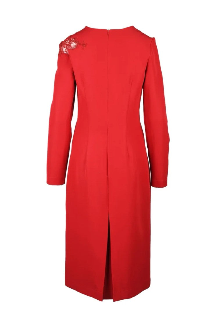 Ermanno Scervino Midi Dress Lace Polyester Stretch - Red