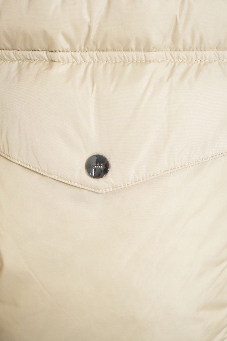 Add Long Quilted Down Coat With Padded Design