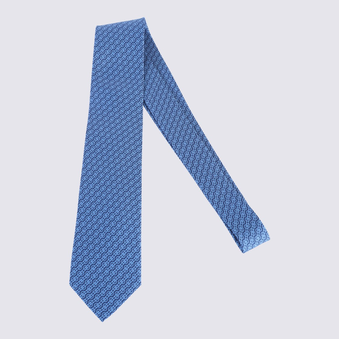 Ferragamo Intricate Pattern Light Blue Silk Tie
