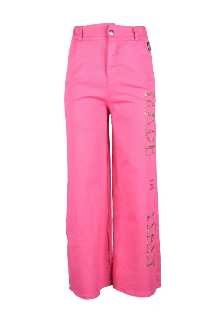 Marci By Gil Santucci Wide-Leg Cropped Trousers In Vibrant Fuchsia