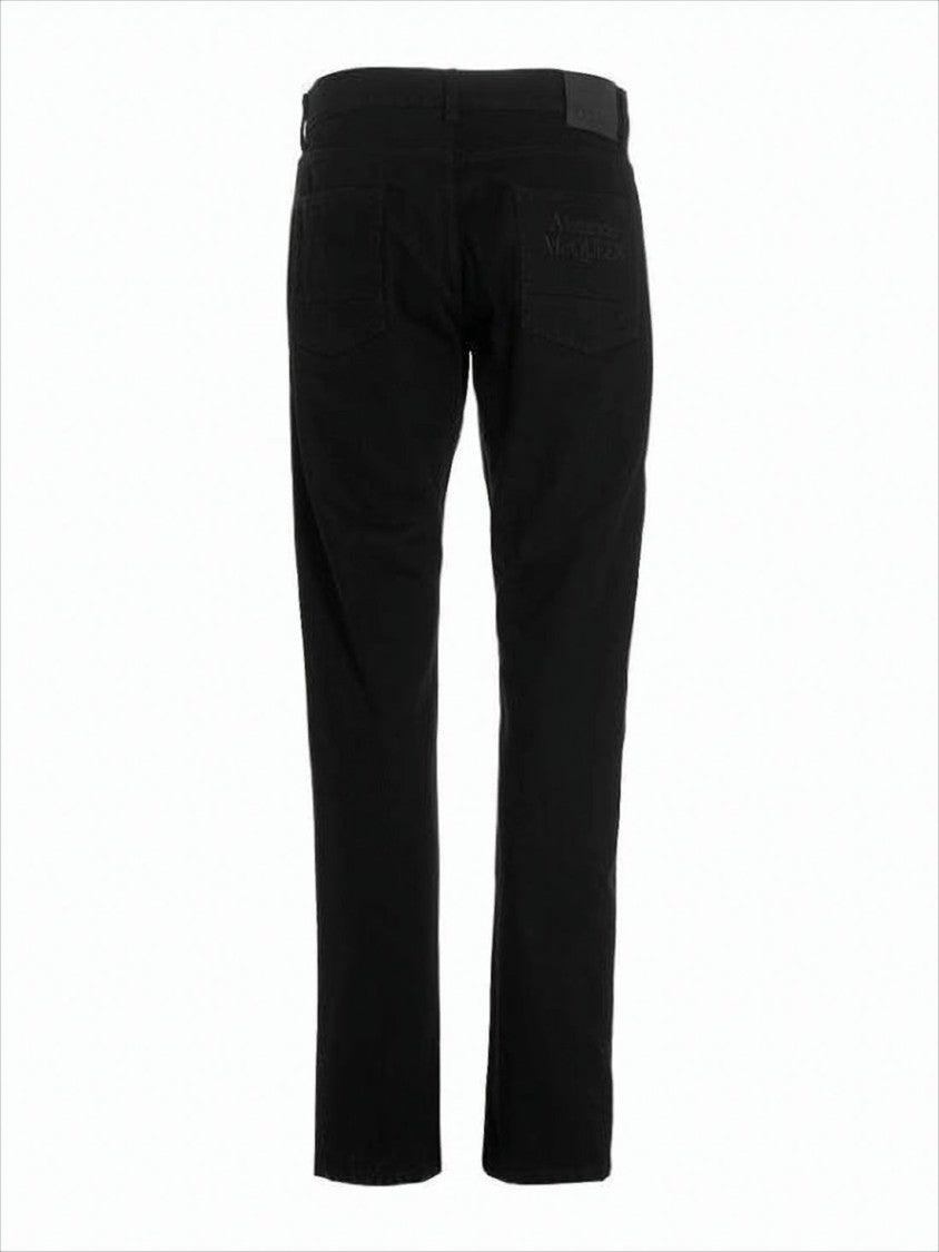 Alexander Mcqueen Classic Tailored Black Straight Pants With Subtle Logo