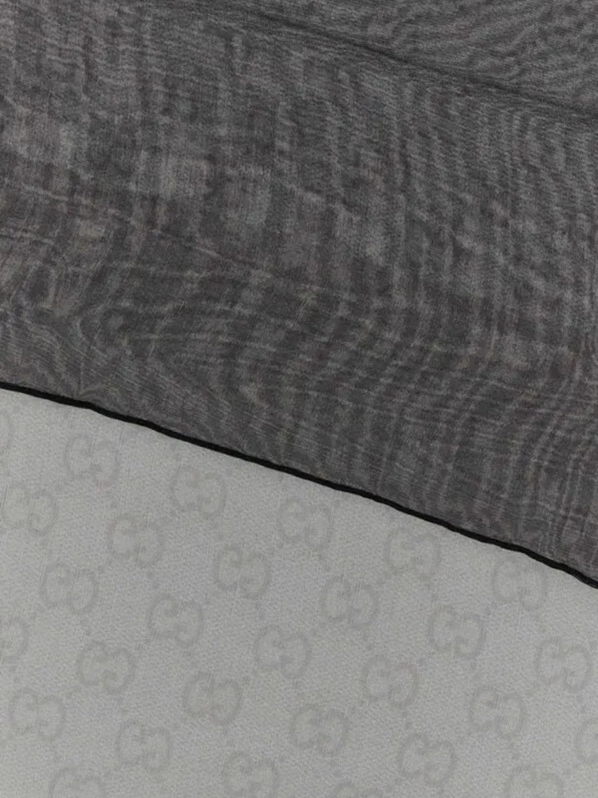 Gucci Lightweight Sheer Black Scarf With Refined Borders