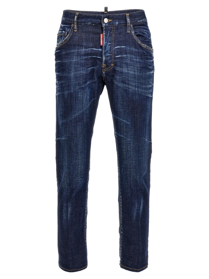 Dsquared2 Used-Effect Cotton Denim Skater Jeans