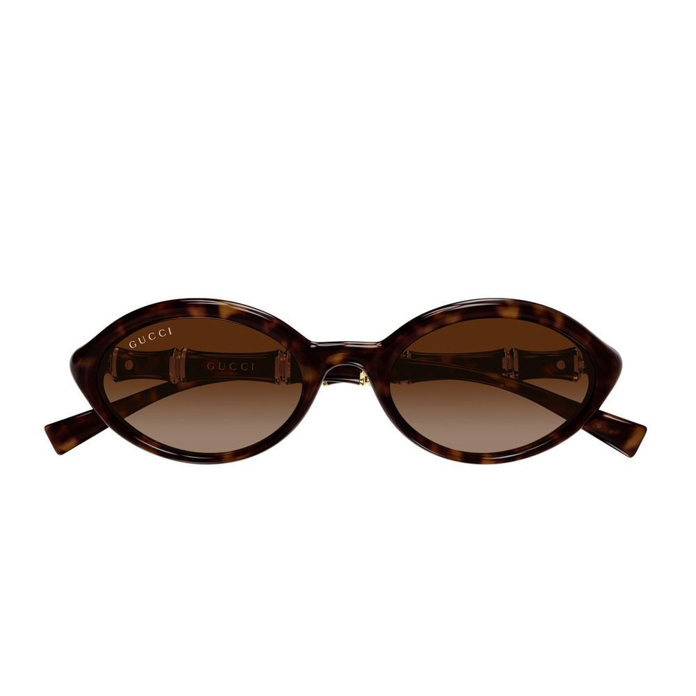 Gucci Oval-Shaped Retro-Inspired Sunglasses With Gold Accents Gg2059s Linea Sign