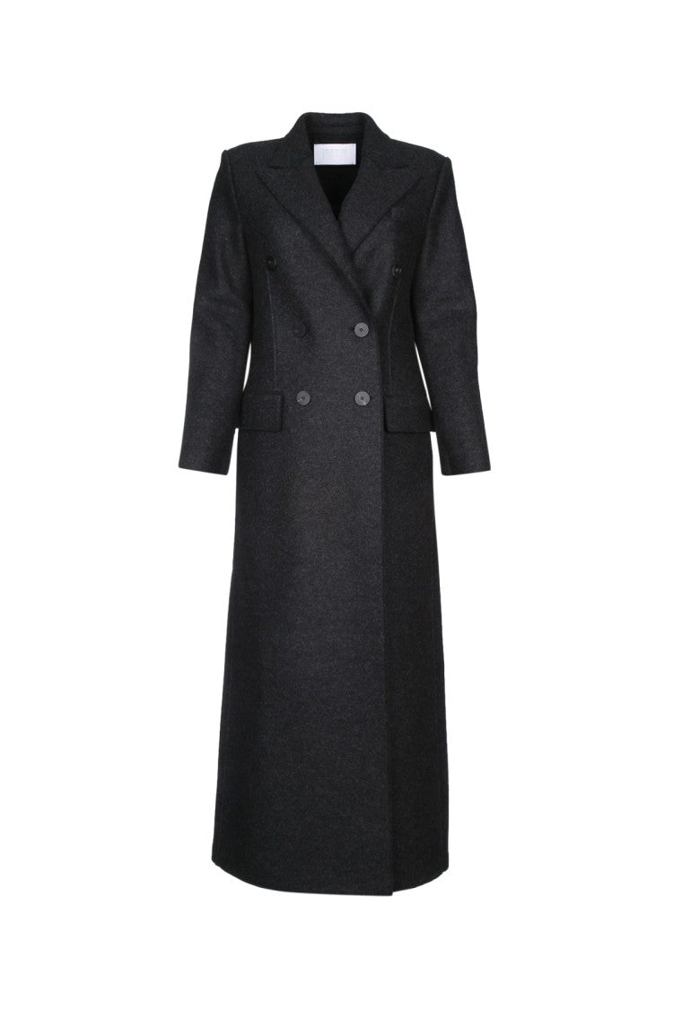 Harris Wharf London Women Long Double Breasted Tailored Coat Pressed W