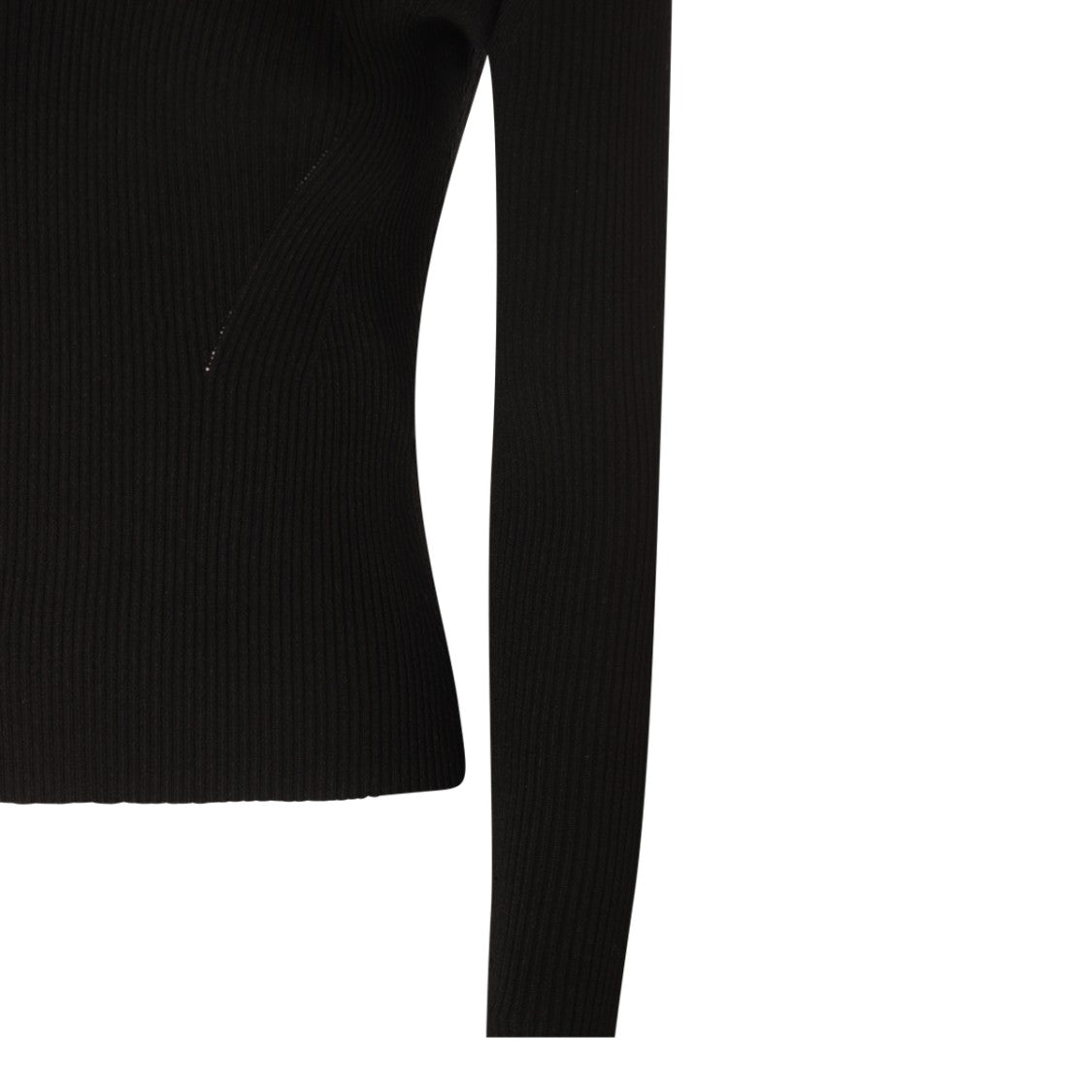 Alexander Mcqueen Black Wool Blend Jumper With Cut-Out Detail And V-Neck