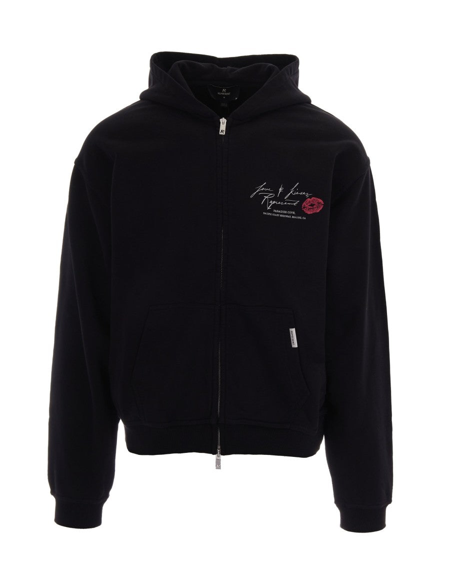 Represent Regular-Fit Zip-Up Hoodie With Love And Kisses Print