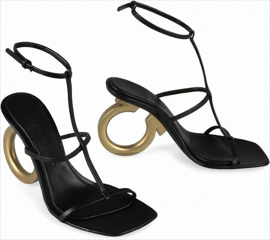 Salvatore Ferragamo Sculptural Black Lambskin Pumps