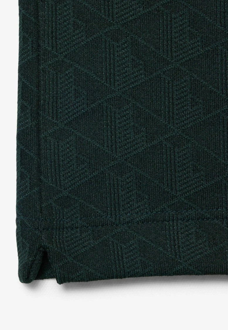Lacoste Dark Green Geometric Striped Polo Shirt