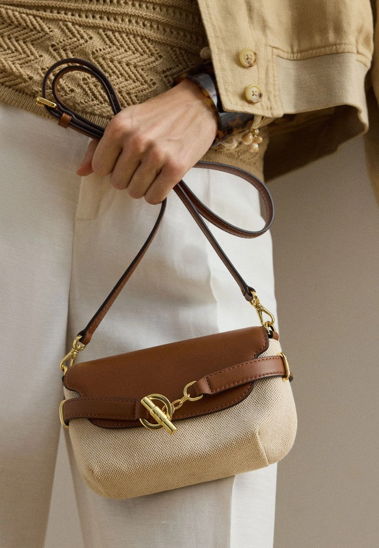 Lauren Ralph Lauren Structured Shoulder Bag With Smooth Leather Flap