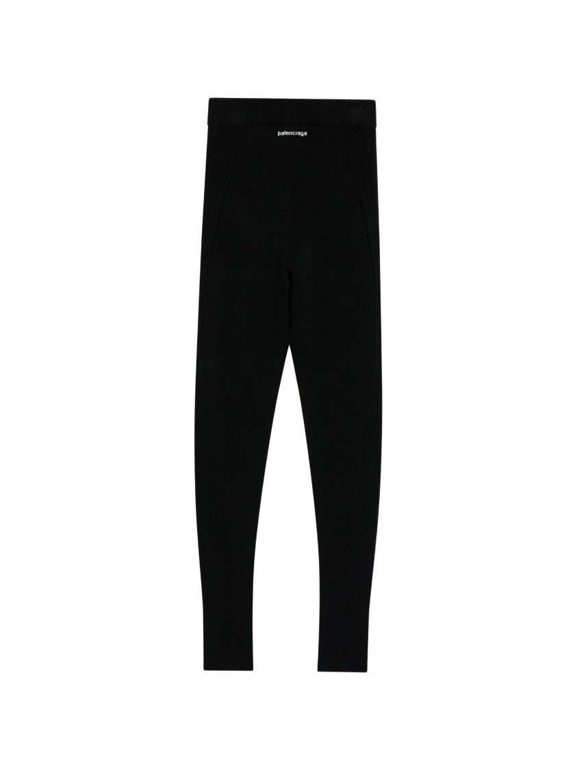 Balenciaga Fitted High-Waist Black Leggings With Subtle Logo Detail