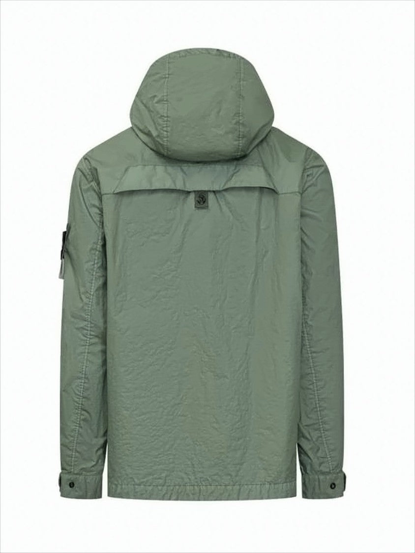 Stone Island Lightweight Green Polyamide Jacket With Compass Logo