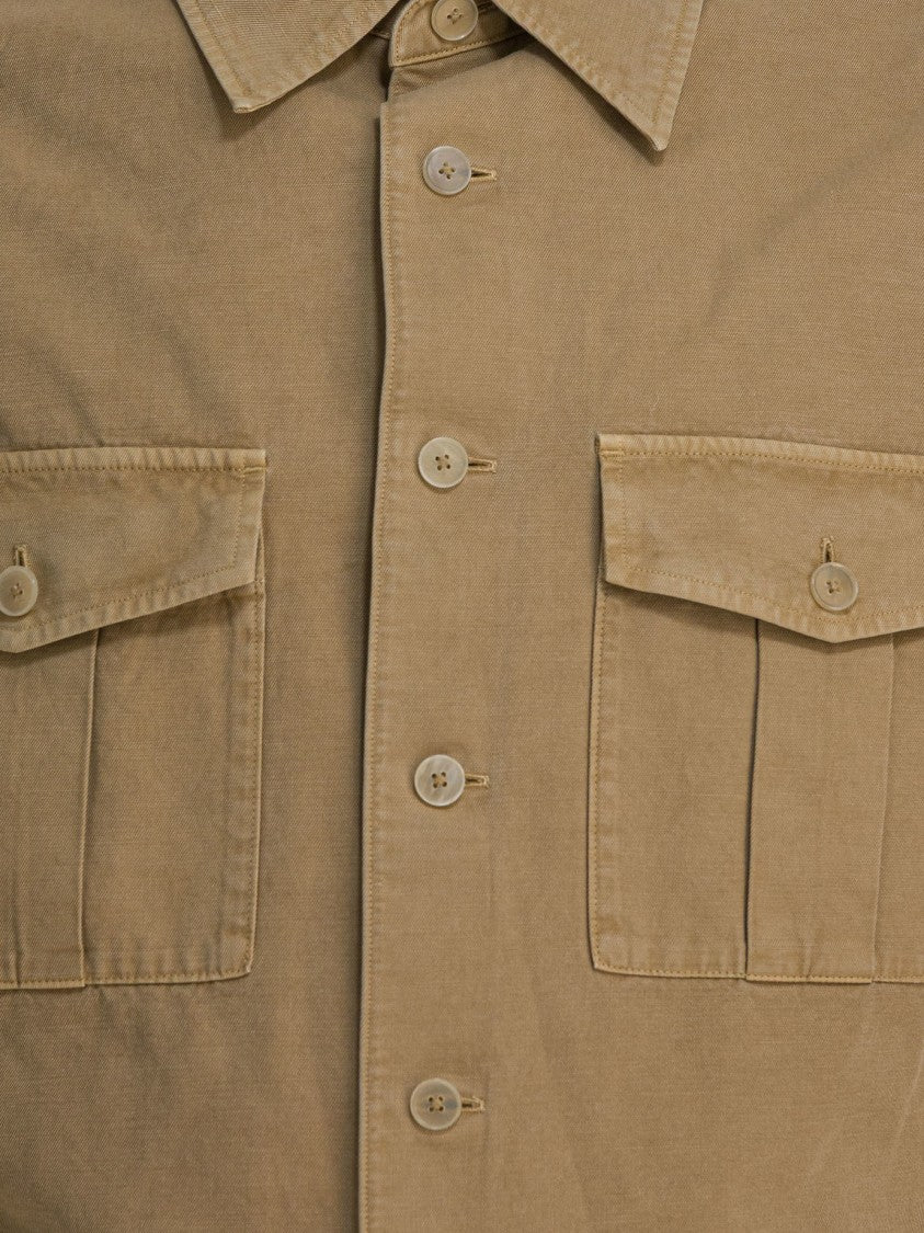 Auralee Brown Cotton Shirt With Classic Collar