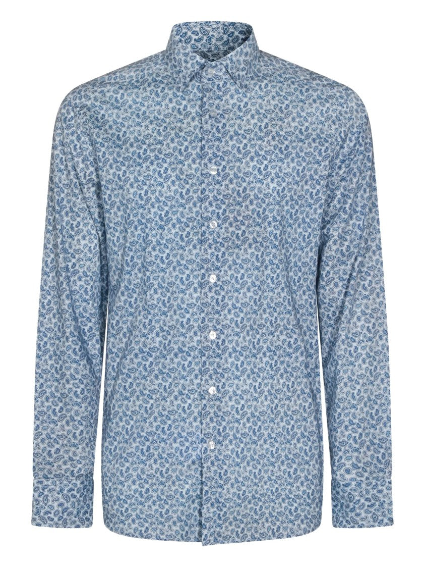 Etro Roma Long-Sleeve Blue Paisley Pattern Shirt