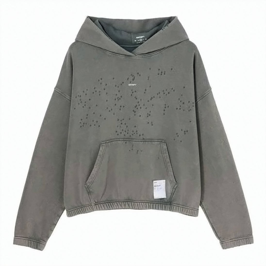 Satisfy Washed Grey Hoodie With Relaxed Fit And Distressed Details