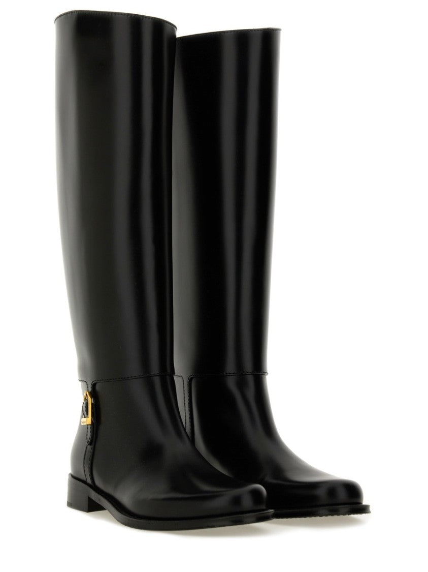 Saint Laurent Polished Black Calfskin Tall Boots