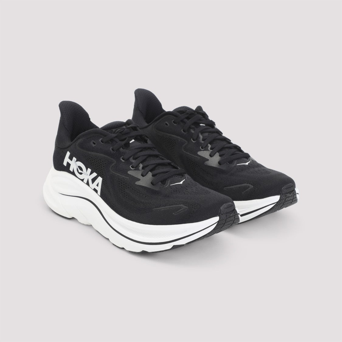 Hoka Black Jacquard Knit Sneakers With Reflective Details And Metarocker Technology