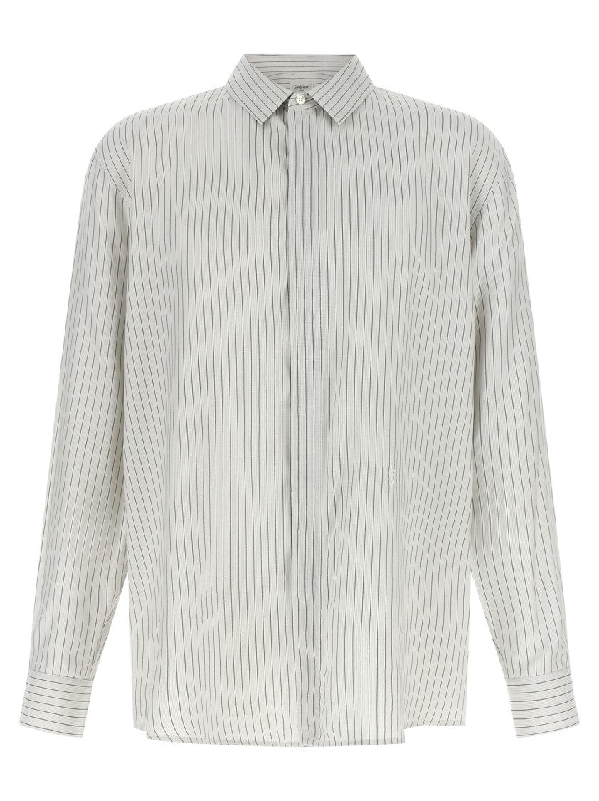 Saint Laurent 'Cassandre' Striped Viscose Shirt