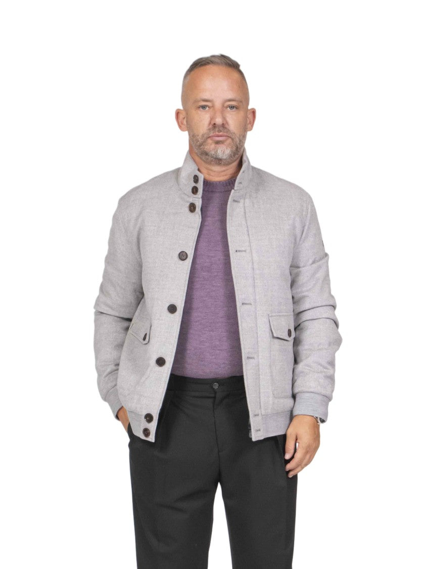 Duno Grey Stand-Up Collar Bomber Jacket