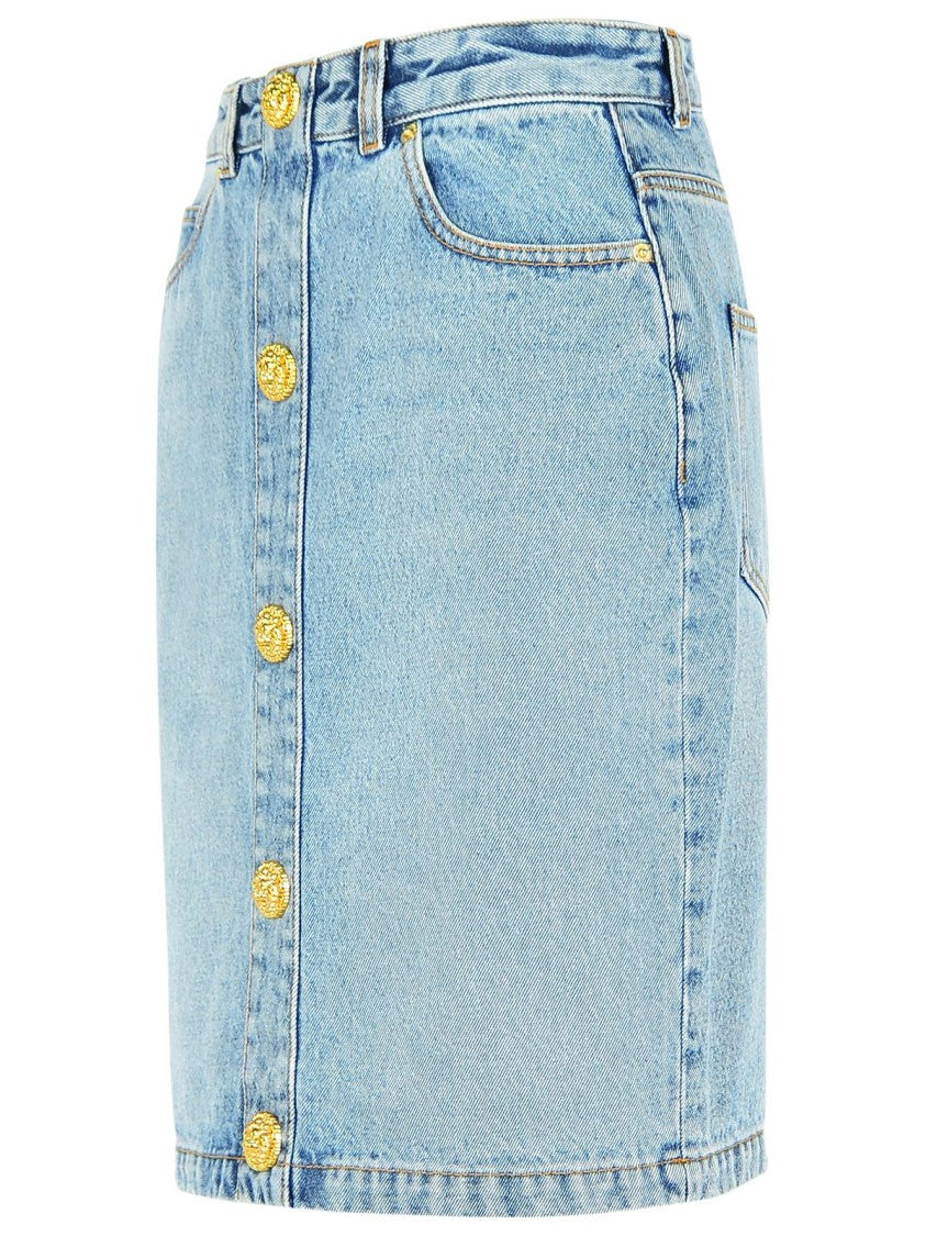 Balmain Light Blue Cotton Skirt