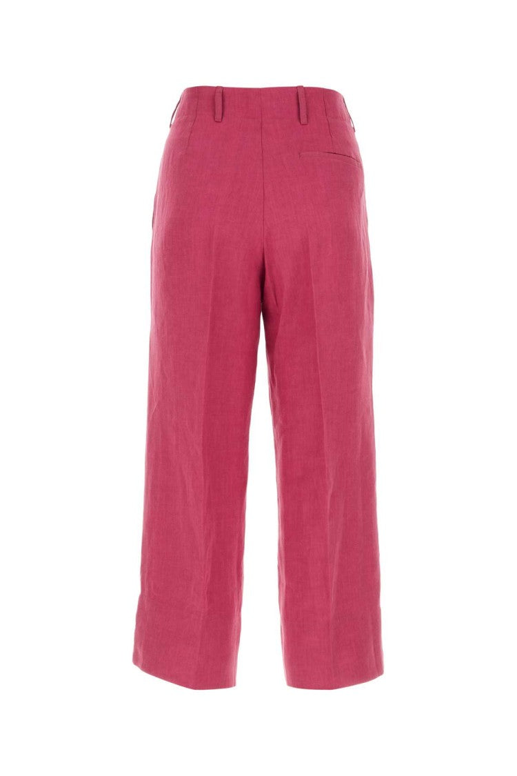 Max Mara Dark Pink Linen Rebecca Pant