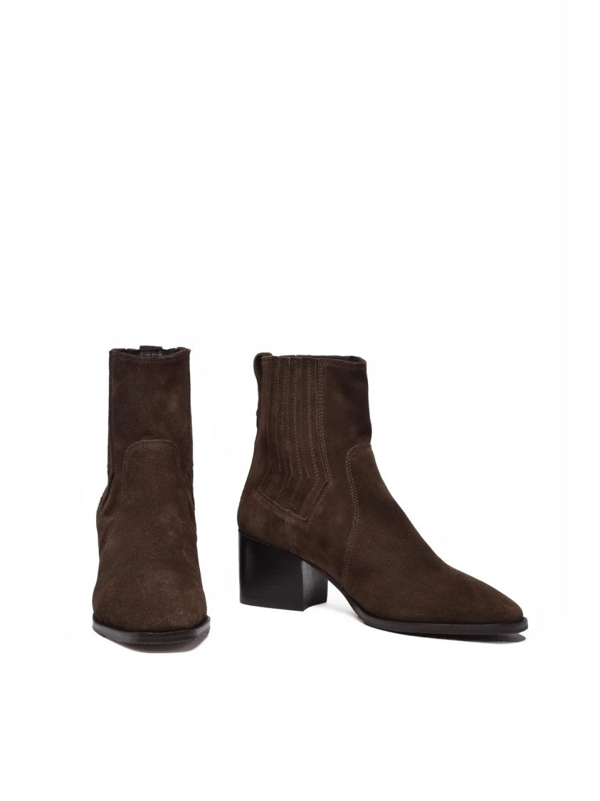 Janet & Janet Brown Suede Stitch Ankle Boots