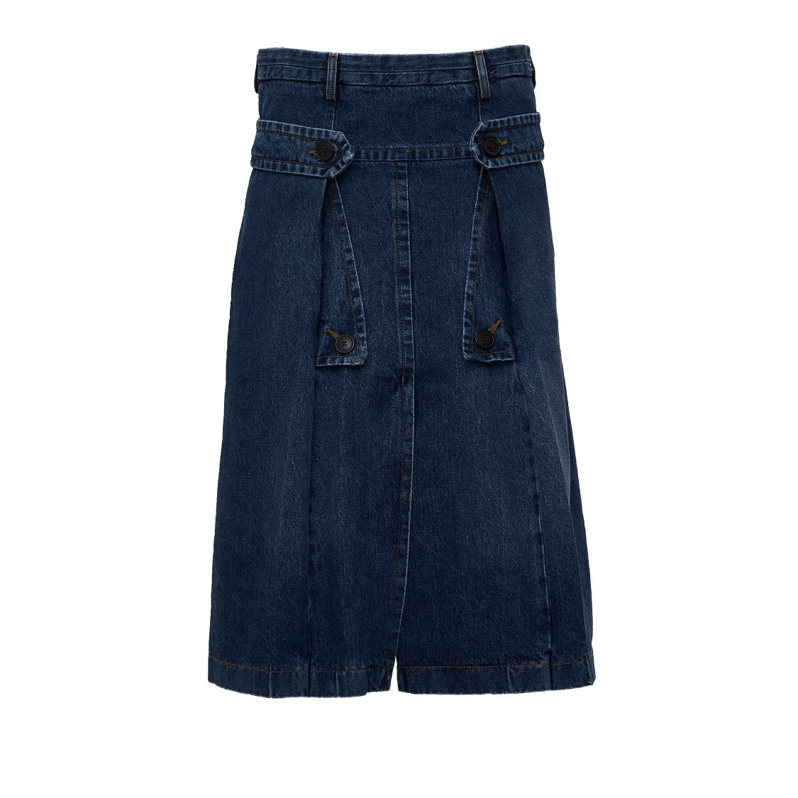 Dries Van Noten Sente Den Flared Front Slit Denim Midi Skirt