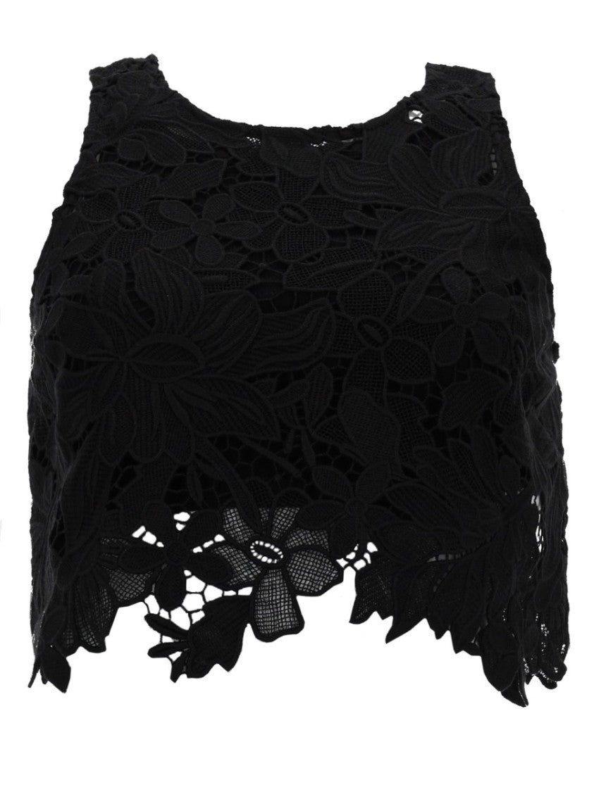 Sportmax Vasto Macramé Lace Crop Top