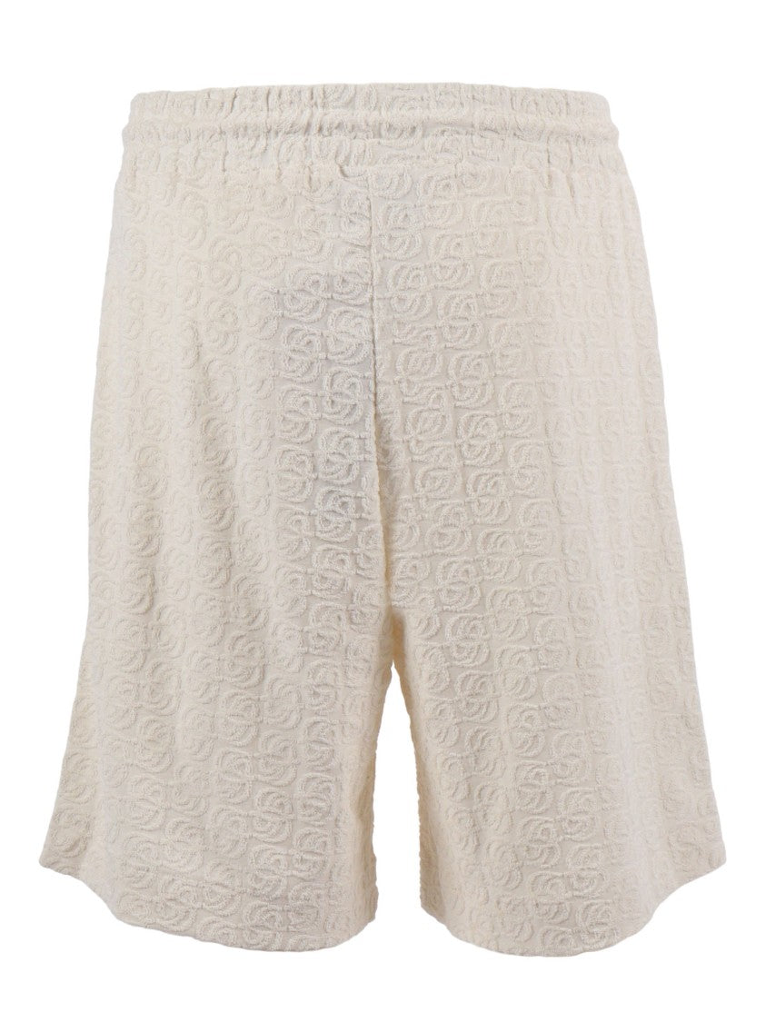 Drôle De Monsieur Off White Monogramme Textured Shorts
