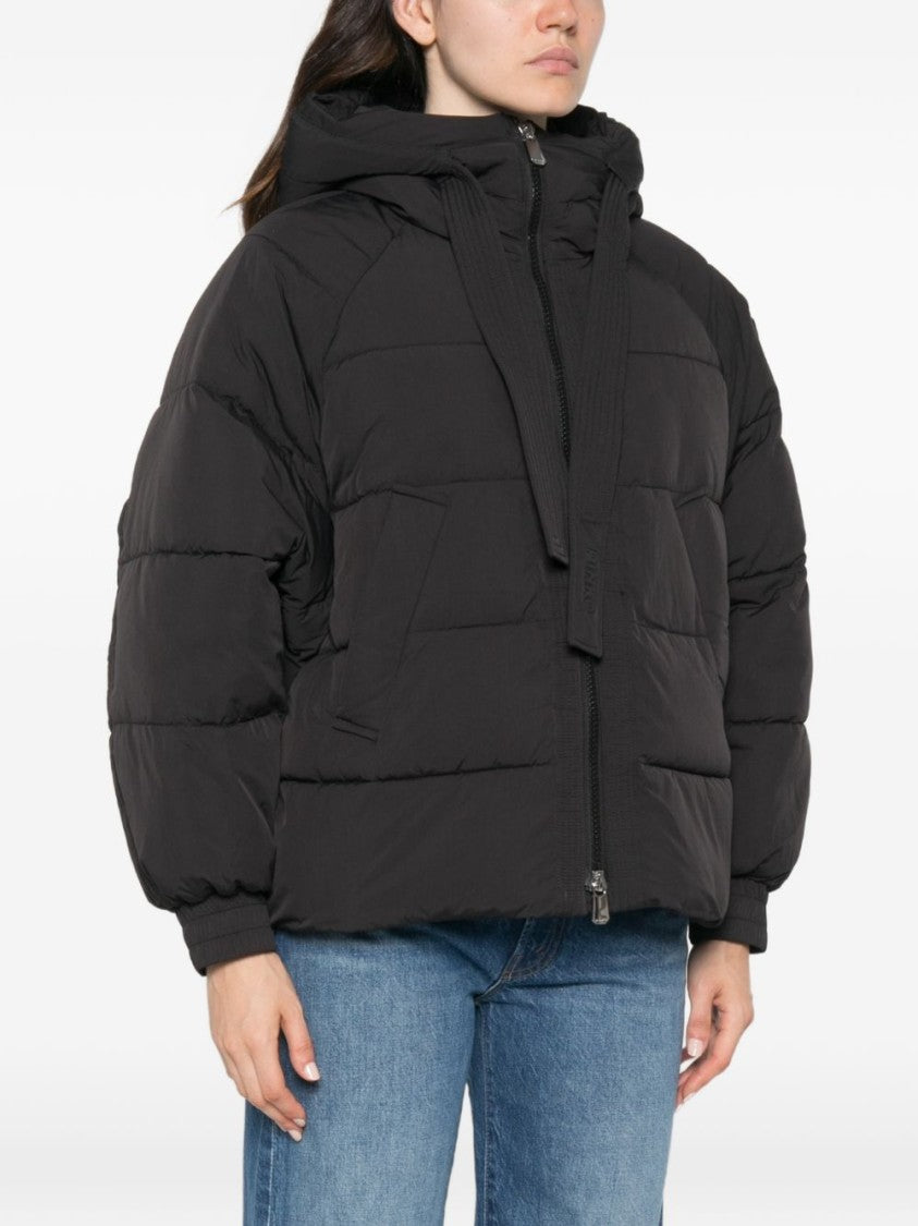 Pinko Black Puffer Quilted Hooded Jacket