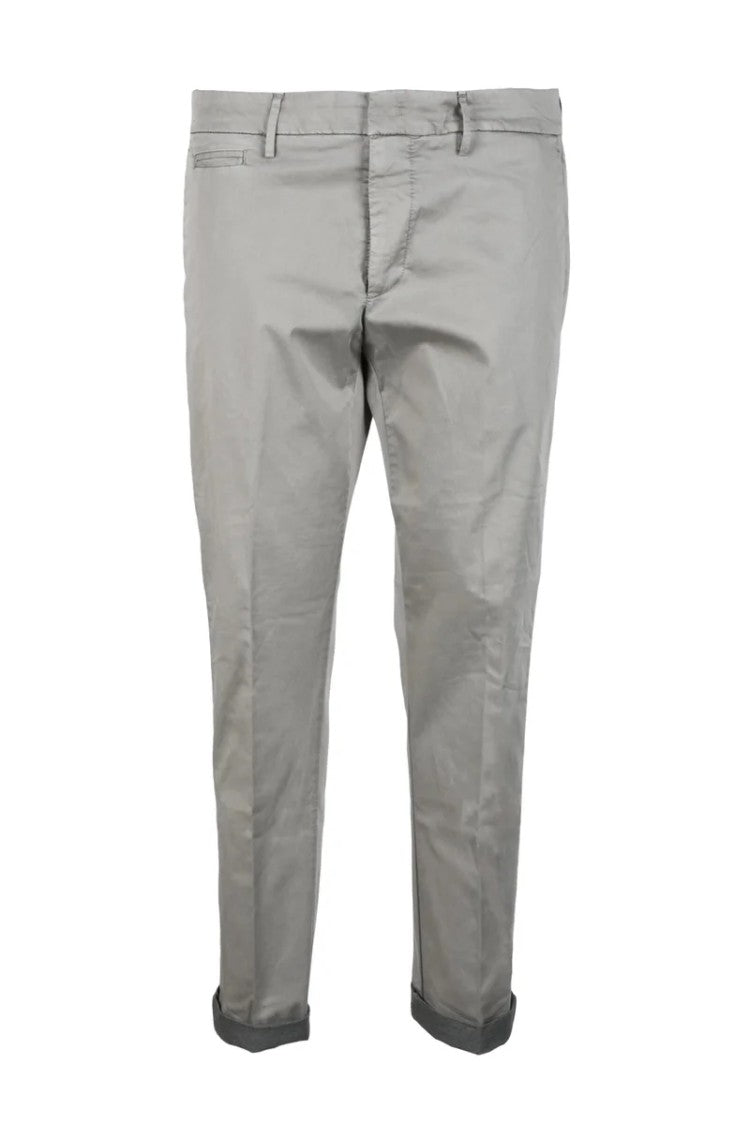 Dondup Slim Fit Grey Trousers With Tapered Leg
