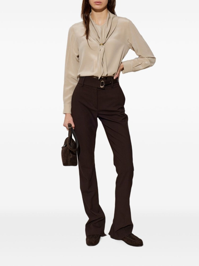 Sportmax Black Straight-Leg Belt Gold Buckle Pants