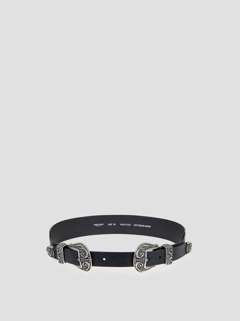 Golden Goose Double Buckle Leather Belt