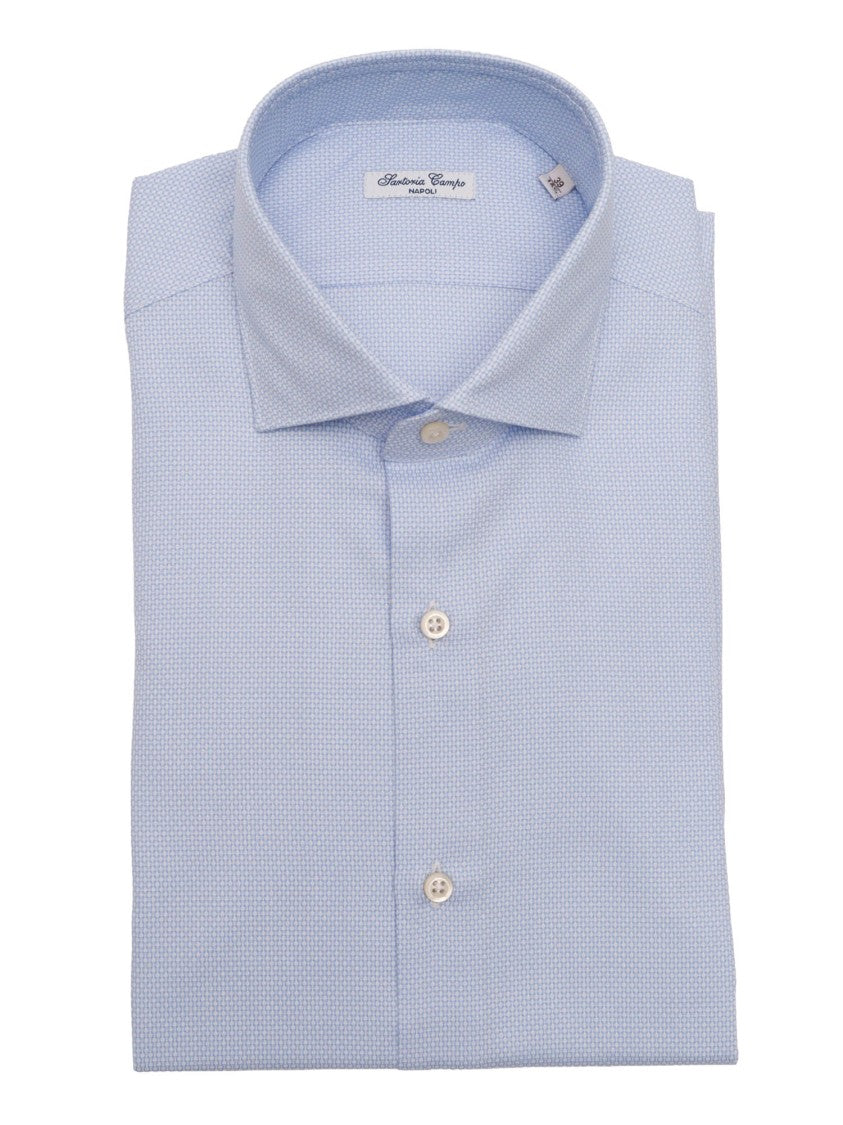 Sartoria Del Campo-Sonrisa Light Blue Textured Casual Shirt