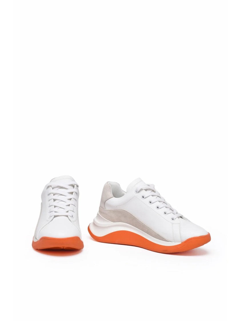Sportmax White-Orange Leather Vada Sneakers