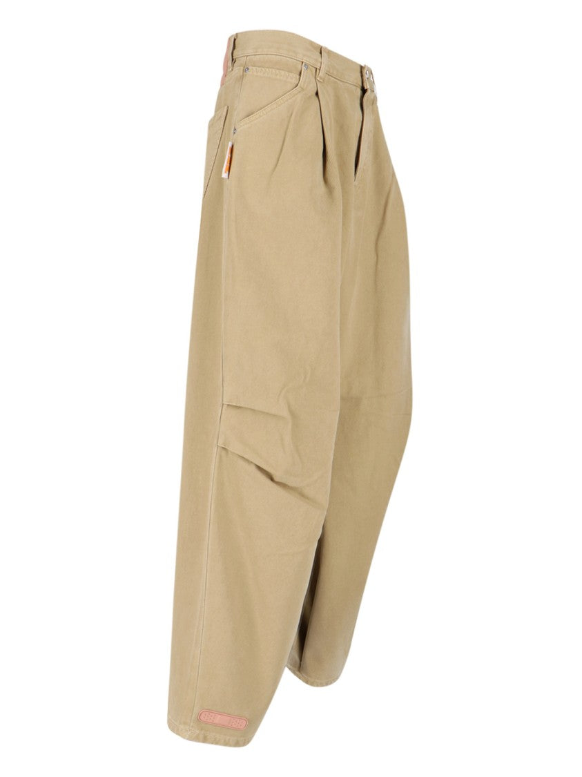 Pdf Wide-Leg Beige Cotton Canvas Pants