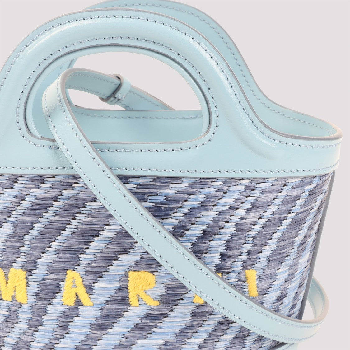 Marni Woven Textured Blue Handbag With Structured Silhouette