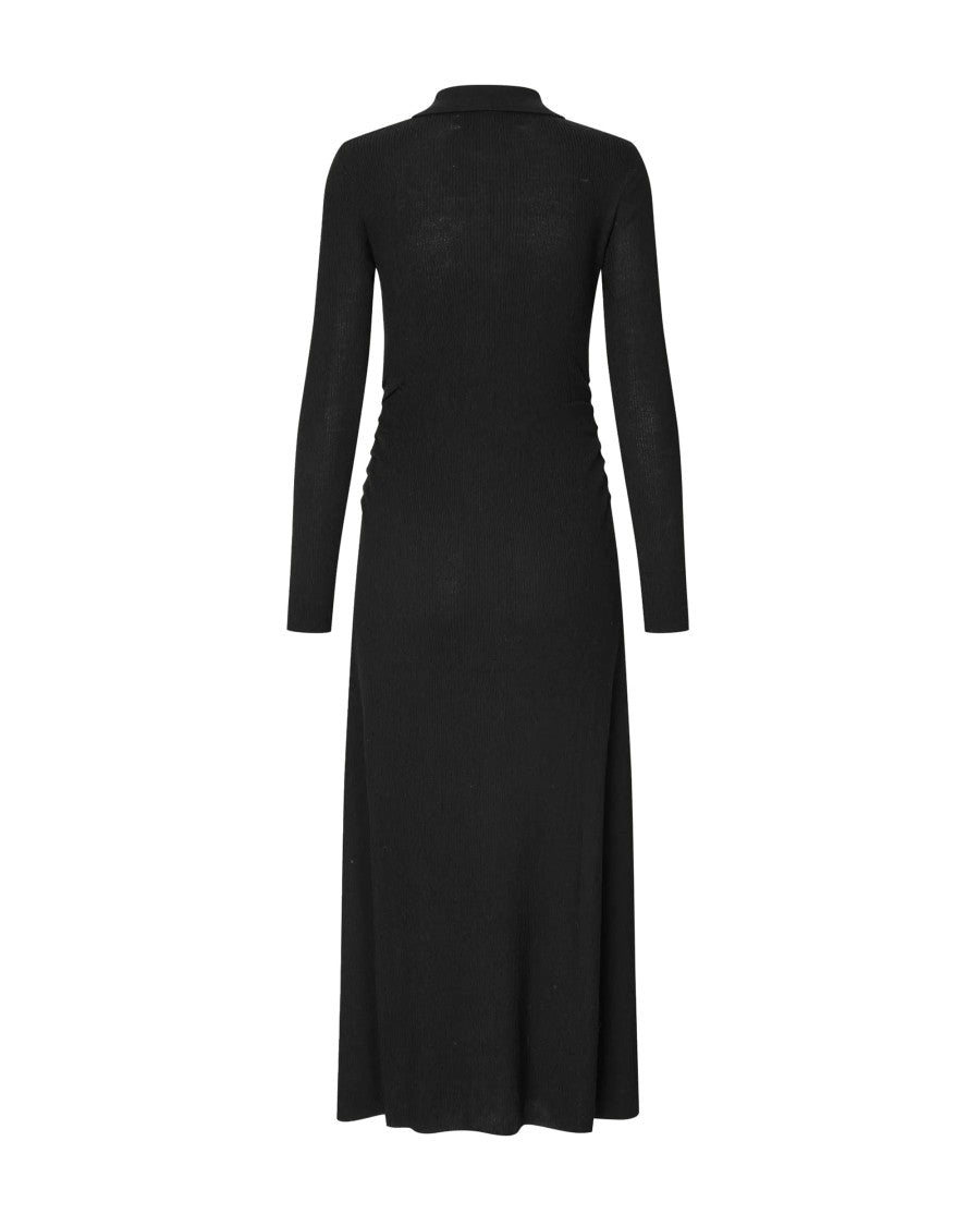 Samsøe Samsøe Black Sanelly Ribbed Zip Maxi Dress