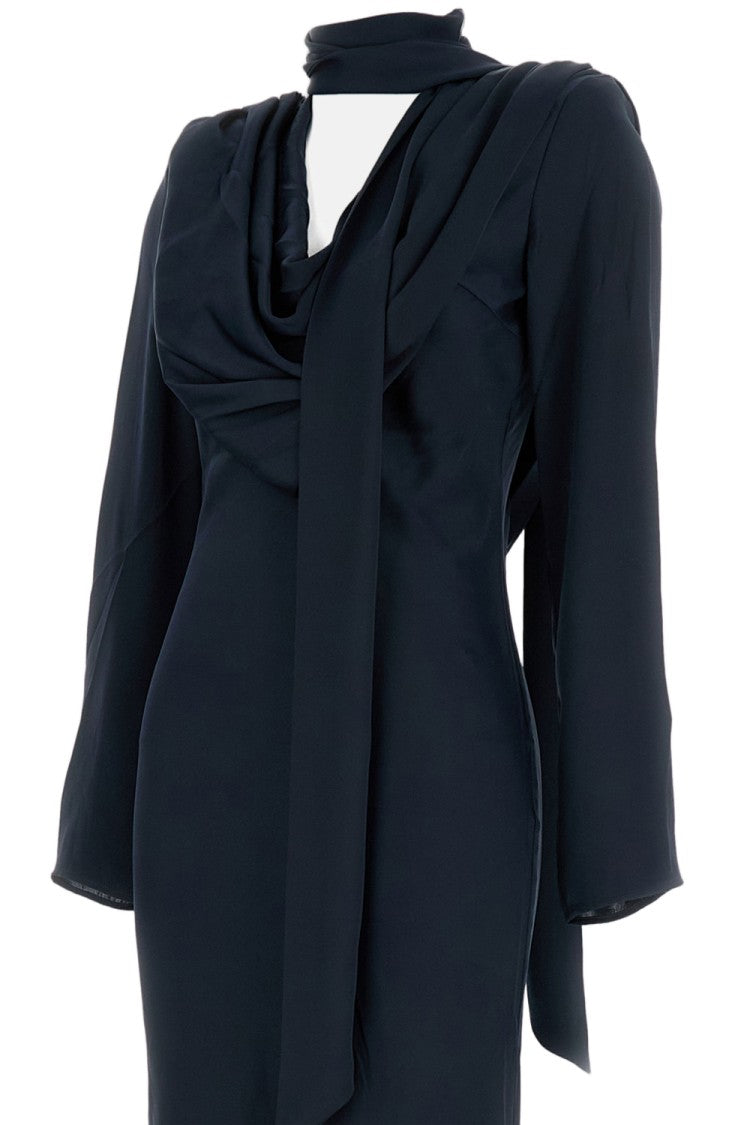 Rotate Birger Christensen Long Draped Satin Dress