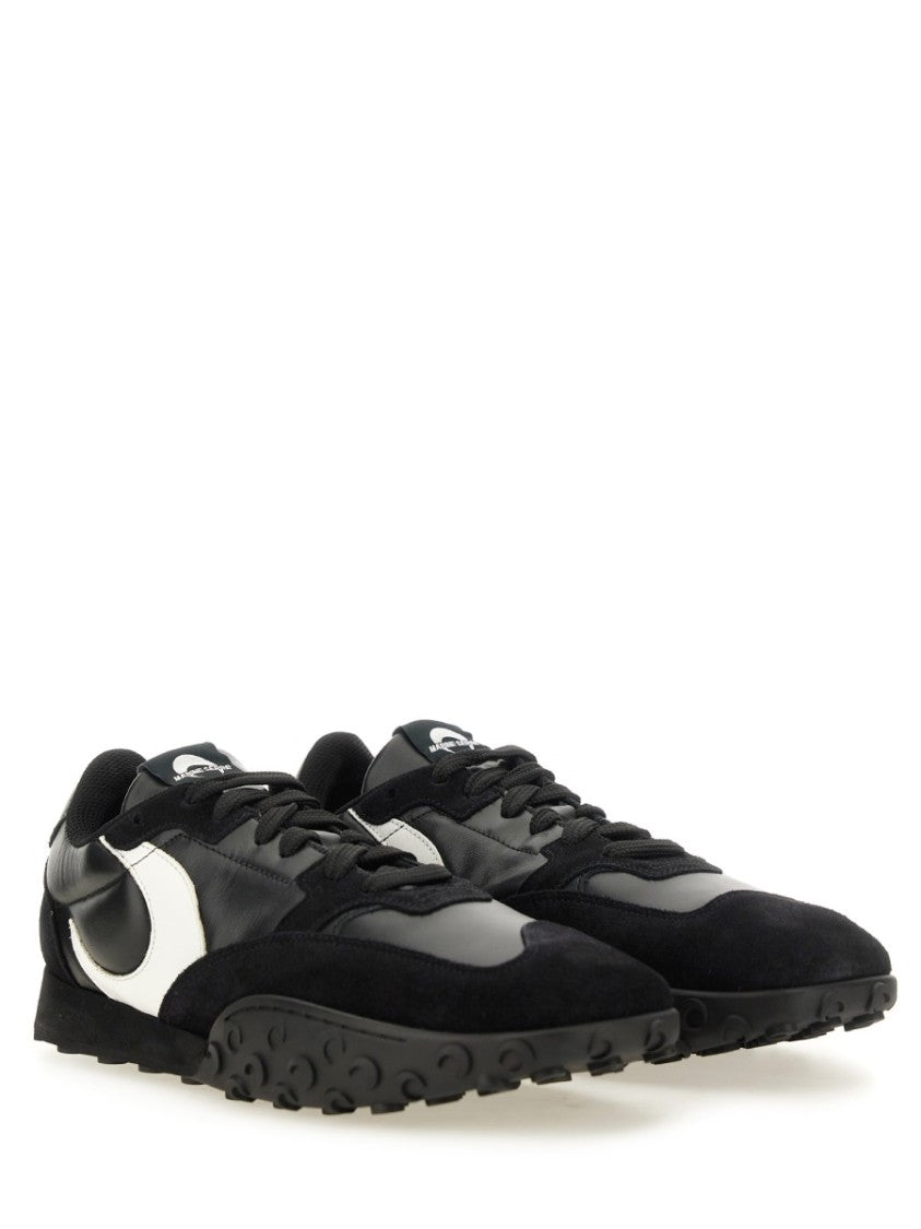 Marine Serre Sporty Black Sneakers With Leather And Suede Accents