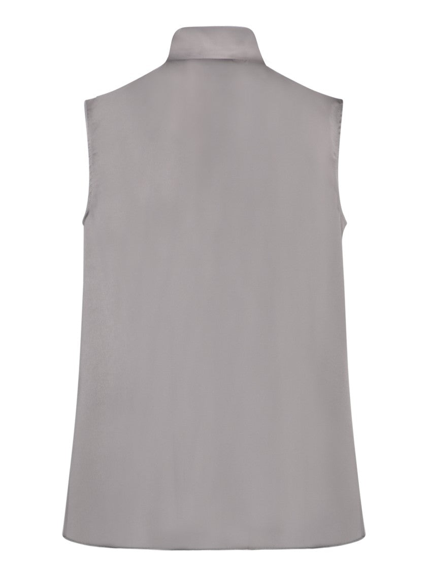 Blanca Vita Sleeveless Grey Top With High Collar